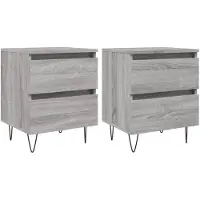 vidaXL Nachtkastjes 2 st 40x35x50 cm bewerkt hout grijs sonoma eiken