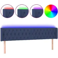 vidaXL Hoofdbord LED 183x16x78/88 cm stof blauw