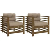 vidaXL Tuinstoelen 2 st met kussens massief grenenhout honingbruin