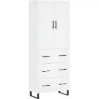 vidaXL Hoge kast, wit, 69,5 x 34 x 180 cm, houtvezel