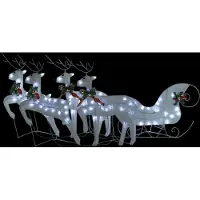 vidaXL Buitenkerstversiering rendieren en slee 100 LED's wit