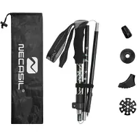 INF 5-delige wandelstok van aluminiumlegering - Telescopische trekkingstok voor buitenavonturen Black