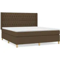 vidaXL Boxspring met matras stof donkerbruin 180x200 cm