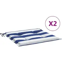 vidaXL Tuinstoelkussens 2 st gestreept 50x50x3 cm stof wit en blauw