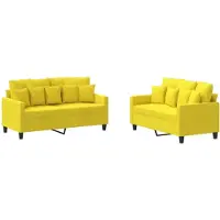 vidaXL 2-delige Loungeset met kussens stof lichtgeel