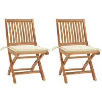 vidaXL Inklapbare stoelen 2 st met crèmekleurige kussens