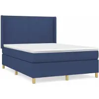 vidaXL Boxspring met matras stof blauw 140x190 cm