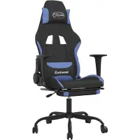 vidaXL Gamingstoel met massagefunctie en voetsteun, zwart en blauw, met stoffen bekleding