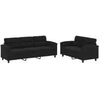 vidaXL 2-delige Loungeset met kussens microvezelstof zwart