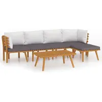 vidaXL 6-delige Loungeset met kussens massief acaciahout