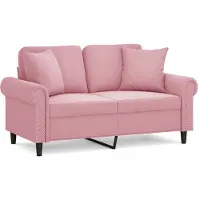 vidaXL Tweezitsbank met sierkussens 120 cm fluweel roze