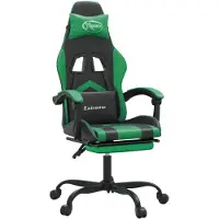 vidaXL Gamestoel met voetensteun kunstleer zwart en groen