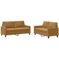 vidaXL 2-delige Loungeset met kussens fluweel bruin