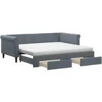 vidaXL Slaapbank onderschuifbed en lades 90x190 cm fluweel donkergrijs