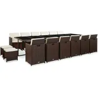 vidaXL 17-delige Tuinset met kussens poly rattan bruin