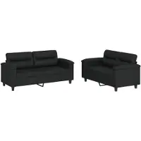 vidaXL 2-delige Loungeset met kussens kunstleer zwart