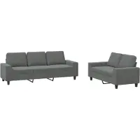 vidaXL 2-delige Loungeset stof donkergrijs
