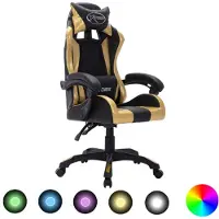 vidaXL Racestoel met RGB LED-verlichting kunstleer goudkleurig en zwart
