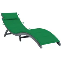 vidaXL Zonnebed met kussen, grijs, massief acaciahout