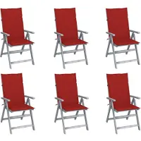 vidaXL Verstelbare stoelen met hoge rugleuning, set van 6, met kussens, gemaakt van massief acaciahout