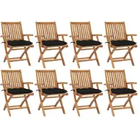 vidaXL Klapstoelen met kussens, 8-delig, massief teak hout