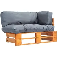 vidaXL Tuinbank met grijze kussens pallet grenenhout