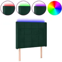 vidaXL Hoofdbord LED 93x16x118/128 cm fluweel donkergroen