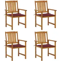 vidaXL Tuinstoelen met kussens, 4 stuks, massief acaciahout
