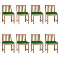 vidaXL Tuinstoelen, 8 stuks met kussens, massief teakhout