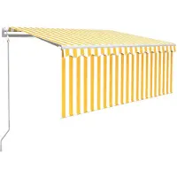 vidaXL Luifel automatisch met gordijn LED windsensor 3x2,5 m geel wit