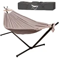 Ikonka Tuinhangmat Met Frame Tweepersoons Schommelrek Hangmatstandaard Groot Sterk + Hoes 200cm 100kg