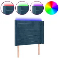 vidaXL Hoofdbord LED 93x16x118/128 cm fluweel donkerblauw