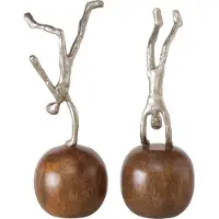 Boltze Kunst object - 2 set - Mango hout - Aluminium - 30x12x11cm - Handmade