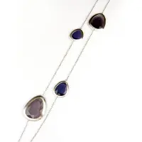 Sophie Zilveren halsketting halssnoer collier Model Playfull Colors gezet met lila en blauwe stenen