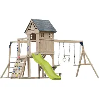 Axi Duncan Speeltoestel met Schommels, Klimrekken en Monkey Bars – Limoen Groene Glijbaan