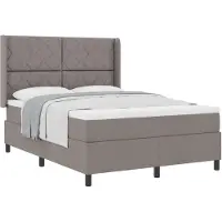 vidaXL Boxspring bed met kussen met hoofdeinde Taupe 200 x 140 cm Stof