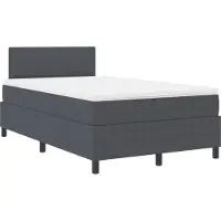 vidaXL LED boxspringbed, donkergrijs en wit, 120 x 190 cm, cordstof