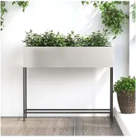 vidaXL Verhoogde plantenbak voor de tuin, zilver, 100 x 26 x 82 cm, roestvrij staal
