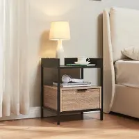 En.casa Nachtkastje Belana 51x40x35 cm zwart en eikenkleurig []