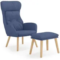 vidaXL Relaxstoel met voetenbank stof blauw