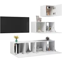 vidaXL 4-delige Tv-meubelset bewerkt hout wit