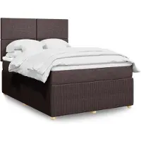 vidaXL Boxspring met matras stof donkerbruin 140x190 cm