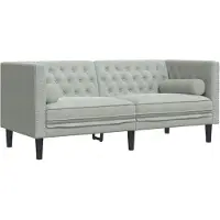 vidaXL Tweezitsbank Chesterfield-stijl en bolsters fluweel lichtgrijs