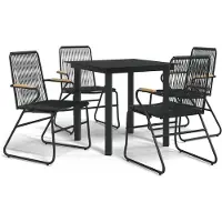 vidaXL 5-delige tuinset, zwart, PVC-vlechtwerk