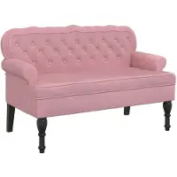 vidaXL Bankje met rugleuning 119,5x64,5x75 cm fluweel roze
