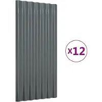 vidaXL Dakpanelen 12 st 80x36 cm gegalvaniseerd staal antracietkleurig