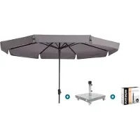 Madison Syros Luxe stokparasol Ø350 cm. - Taupe met Sevilla voet en hoes