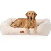 Knuffelwuff orthopedisch hondenbed Wollekopp van knuffelzacht teddymateriaal XXL 120 x 85cm Beige