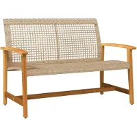 DKD Home Decor Tuinbank 112 cm poly rattan en acaciahout beige