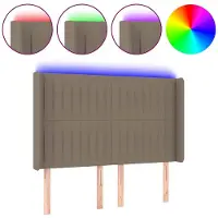 vidaXL Hoofdbord LED 147x16x118/128 cm stof taupe